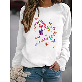 Femme Sweat à capuche Sweat-shirt Graphique Papillon Cœur du quotidien basique La Saint-Valentin Pulls Capuche Pulls molletonnés Blanche Noir Rose Claire