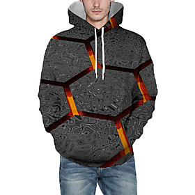 Men's Pullover Hoodie Sweatshirt Graphic 3D Front Pocket Hooded Daily 3D Print 3D Print Casual Hoodies Sweatshirts  Long Sleeve Dark Gray