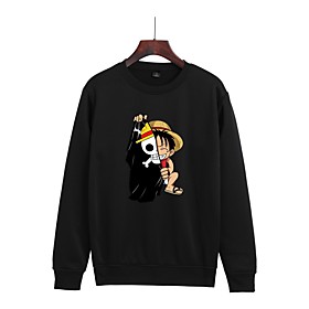 Inspiré par Une pièce Monkey D.Luffy Costume de Cosplay Sweat à capuche Mélangé polyester / coton Graphique Imprimé Harajuku Art graphique Sweat à capuche Pour