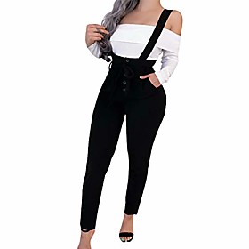 trousers pants, women spaghetti strap wide legs bodycon jumpsuit trousers clubwear rompers, women trouser plus size (black l)