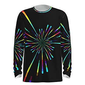 Men's T shirt 3D Print Graphic Abstract 3D Print Long Sleeve Daily Tops Rainbow