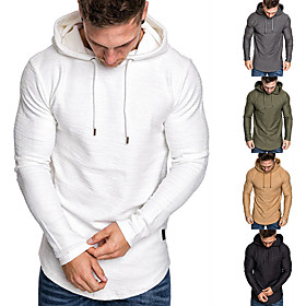 Men's Pullover Hoodie Sweatshirt Plain Hooded Sports Casual Hoodies Sweatshirts  Long Sleeve Army Green Gray Khaki