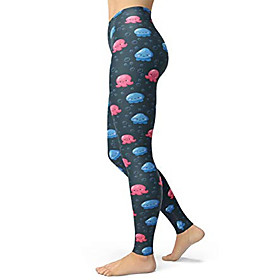women's ocean printed leggings, brushed buttery soft yoga pants, ankle length skinny pants