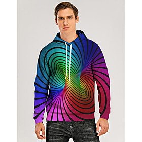 Men's Pullover Hoodie Sweatshirt Graphic Optical Illusion 3D Front Pocket Hooded Daily 3D Print 3D Print Casual Hoodies Sweatshirts  Long Sleeve Rainbow