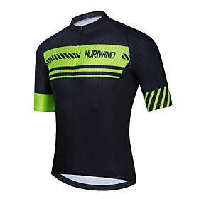 21Grams Men's Short Sleeve Cycling Jersey Summer Polyester Black / Green Bike Jersey Top Mountain Bike MTB Road Bike Cycling Quick Dry Breathable Reflective St