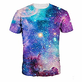 unisex 3d colorful space galaxy t shirts short sleeve tops tee shirts for young boys girls