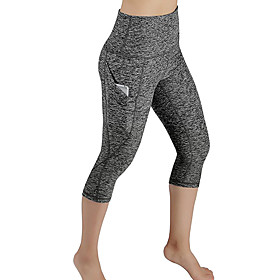 Women's Sporty Streetwear Breathable Cycling Quick Dry Outdoor Sports Fitness Leggings Pants Solid Colored Calf-Length Patchwork Black Light gray