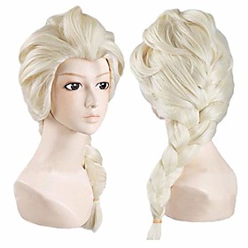 elsa wig for frozen snow queen costume play amp; anime french braid cosplay wigs, for daily / halloween party, light creamy-white;