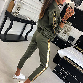 Women's 2 Piece Full Zip Tracksuit Sweatsuit Casual Athleisure 2pcs Long Sleeve Thermal Warm Breathable Soft Fitness Gym Workout Jogging Training Sportswear Le