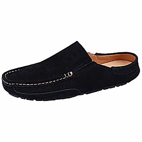 men's comfortable suede carpet slippers mules driving loafers moccasins black sn19058 us9.5