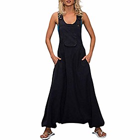women bib cargo pants hip hop harem bib pants loose overalls jumpsuit romper plus size black