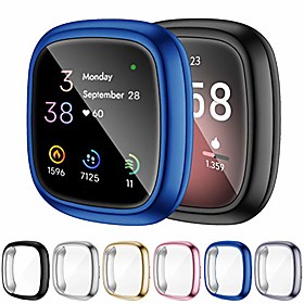 omee 6-pack sense screen protector case compatible with fitbit sense/fitbit versa 3, soft tpu bumper full cover protective case, for senseamp;versa 3 watch scr