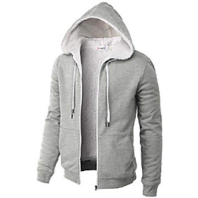 mens casual zip up hoodie jacket double faux fur inside gray us xl/asia 2xl (cmohol073)