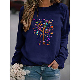 Femme Sweat à capuche Sweat-shirt Graphique Papillon du quotidien basique Pulls Capuche Pulls molletonnés Jaune Rose Claire Noir