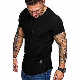 mens muscle t-shirt short sleeve bodybuilding gym tee tops fashion workout t shirt hipster shirt (black, s)