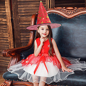 Princess Flapper Dress Dress Party Costume Girls' Movie Cosplay Cosplay Costume Party Black Purple Red Dress Hat Christmas Children's Day New Year Polyester Or