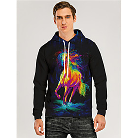 Men's Pullover Hoodie Sweatshirt Animal Patterned Graphic 3D Front Pocket Hooded Daily 3D Print 3D Print Casual Hoodies Sweatshirts  Long Sleeve Rainbow