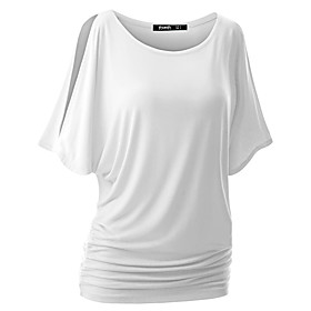 Women's Plus Size Tops T shirt Plain Hollow Out Half Sleeve Round Neck Basic Spring Summer White Purple Red Big Size XL 2XL 3XL 4XL Cotton