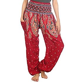 harem pants for women yoga boho hippie clothing womens palazzo bohemian pajama beach indian gypsy genie clothes floral 1 burgundy 3xl
