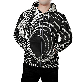 Men's Zip Up Hoodie Sweatshirt Graphic 3D Front Pocket Hooded Daily Weekend 3D Print 3D Print Hoodies Sweatshirts  Long Sleeve Black