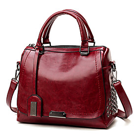 soluo soft leather handbags for women top handle satchel bag casual shoulder crossbody purse (black)