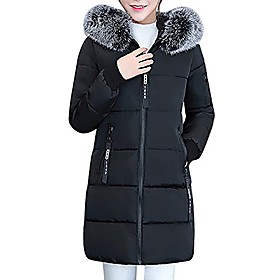❤women's fashion down coat, winter warm faux fur hoodie slim thicker long lammy overcoat