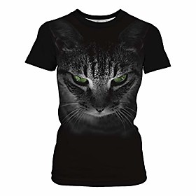 women's 3d digital printed lion skull casual personality t-shirts xx-large cat #c1