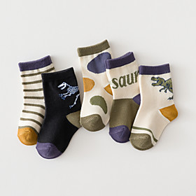 Kids Toddler Boys' Underwear  Socks 5 Pairs Rainbow Dinosaur Polka Dot Striped Print
