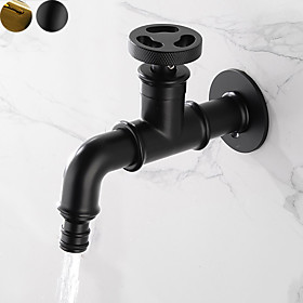 Antique Copper Faucet,Black/Gold Wall Installed Classic Kitchen Faucet with Cold Water Only