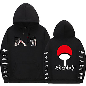 Inspiré par Naruto Cosplay Akatsuki Uchiha Itachi Sweat à capuche Anime Mélangé polyester / coton Imprimer Imprimé Harajuku Art graphique Sweat à capuche Pour