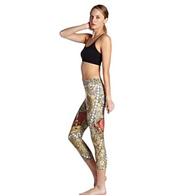 Women's Casual Yoga Comfort Daily Gym Leggings Pants Print Patterned Calf-Length Print Yellow