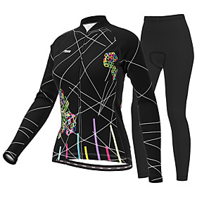 21Grams Women's Long Sleeve Cycling Jersey with Tights Winter Summer Lycra Polyester Purple Yellow Red Plus Size Bike Clothing Suit 3D Pad Ultraviolet Resistan