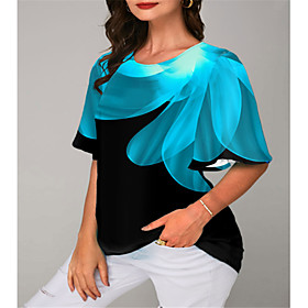 Women's Plus Size Tops T shirt Floral Graphic Half Sleeve Round Neck Summer Purple Red Big Size XL XXL 3XL 4XL