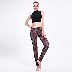 Women's Casual Yoga Comfort Daily Gym Leggings Pants Patterned Spot Ankle-Length Mesh Patchwork Purple