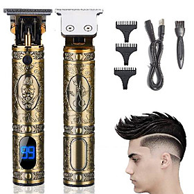 Hair Clippers for Men Cordless Rechargeable Hair Grooming Head Shaver with LED Digital Display T Blade Zero Gapped Beard Trimmer 0mm Baldheaded Close Cutting E