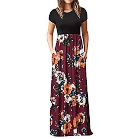 Women's Shift Dress Maxi long Dress Stripe Wine Red sunflower kaleidoscope Blue Black Short Sleeve Spring Casual / Daily 2021 S M L XL 2XL 3XL / Cotton / Cotto
