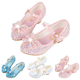 Girls' Flats Flower Girl Shoes Princess Shoes Halloween Synthetic Microfiber PU Little Kids(4-7ys) Big Kids(7years ) Casual Dress Buckle Sequin White Blue Pink