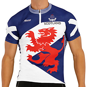 21Grams Men's Short Sleeve Cycling Jersey Summer Spandex Polyester BlueWhite Dragon Solid Color Scotland Bike Jersey Top Mountain Bike MTB Road Bike Cycling UV