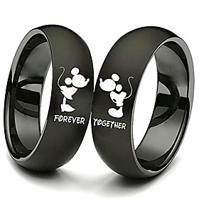 ring couple titanium steel ring kiss forever together promise wedding band black women