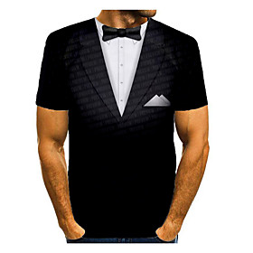 Men's T shirt 3D Print Graphic 3D Print Short Sleeve Daily Tops Black
