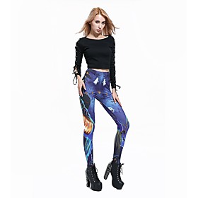 Women's Basic Chino Sports Sport Casual Leggings Pants Multi Color Graphic Ankle-Length Sporty Print Dark Blue