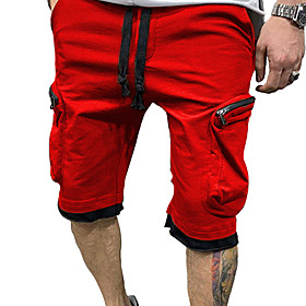Men's Cargo Chino Outdoor Shorts Tactical Cargo Pants Solid Colored Knee Length Pocket White Black Red Yellow Green