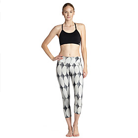 Women's Basic Chino Breathable Comfort Daily Gym Leggings Pants Graphic Dot Calf-Length Patchwork Print Light gray