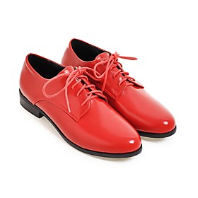 Women's Flats Flat Heel Low Heel Round Toe Daily Patent Leather PU Synthetics White Red Black