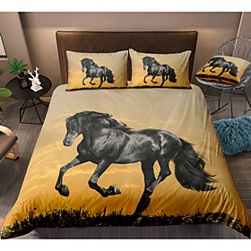 Black Horse 3-Piece Duvet Cover Set Hotel Bedding Sets Comforter Cover with Soft Lightweight Microfiber(Include 1 Duvet Cover and 1or 2 Pillowcases)