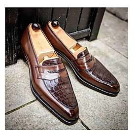 Men's Oxfords Penny Loafers Daily PU Synthetics Brown Fall Spring