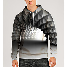 Men's Pullover Hoodie Sweatshirt Graphic Optical Illusion 3D Print Hooded Daily 3D Print 3D Print Casual Hoodies Sweatshirts  Long Sleeve Gray