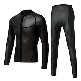 Men's Full Wetsuit 2mm CR Neoprene Diving Suit Thermal Warm Quick Dry Stretchy Long Sleeve 2 Piece Front Zip - Swimming Diving Surfing Scuba Solid Color Autumn