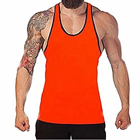 gym singlets - orange/black - men's tank top for bodybuilding and fitness - stringer sports usa size (medium)