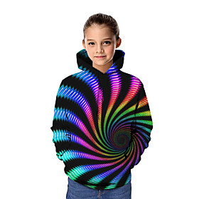 Kids Girls' Hoodie  Sweatshirt Long Sleeve Graphic Tie Dye Rainbow Children Tops Basic